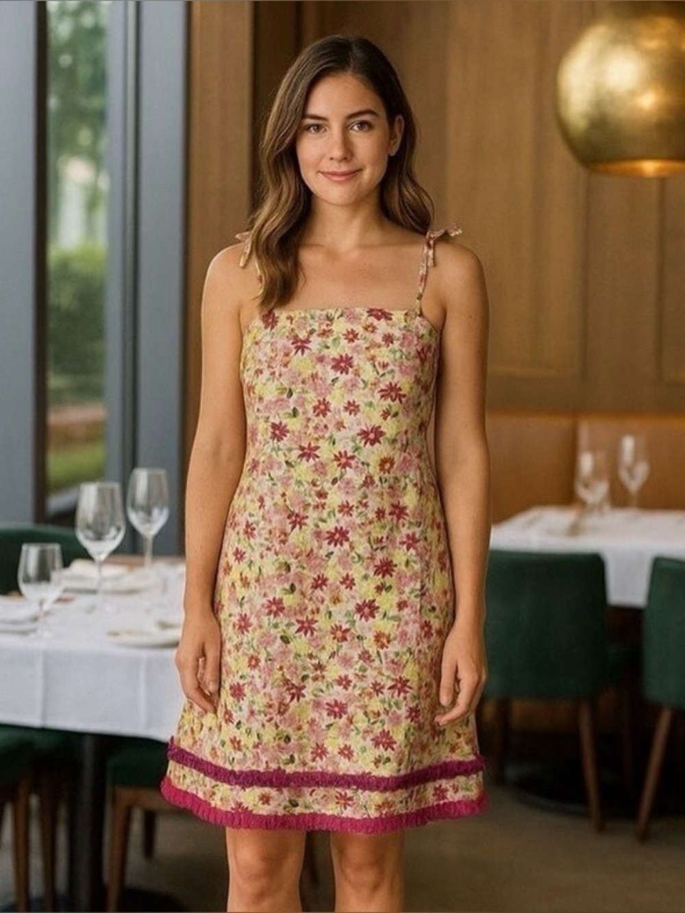 Vintage Lilly Pulitzer Floral Ruffled Cocktail Dress Sz 12 "Lady Like" Pattern